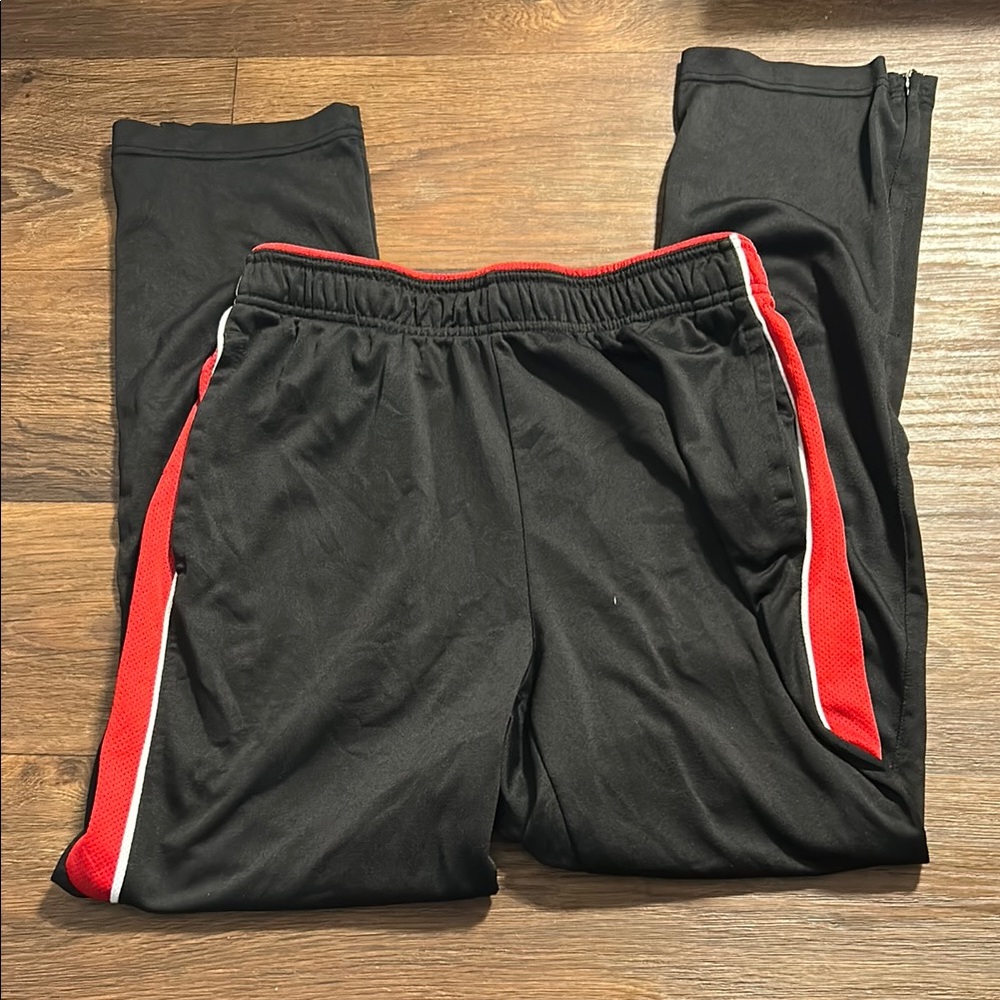 Black and Red Sweatpants with Elastic Waistband